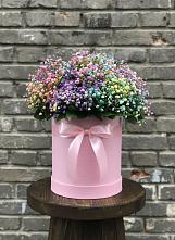 Цветочная композиция из Гипсофила и Розы в шляпной коробке #REPLACE_PRED# Целеево