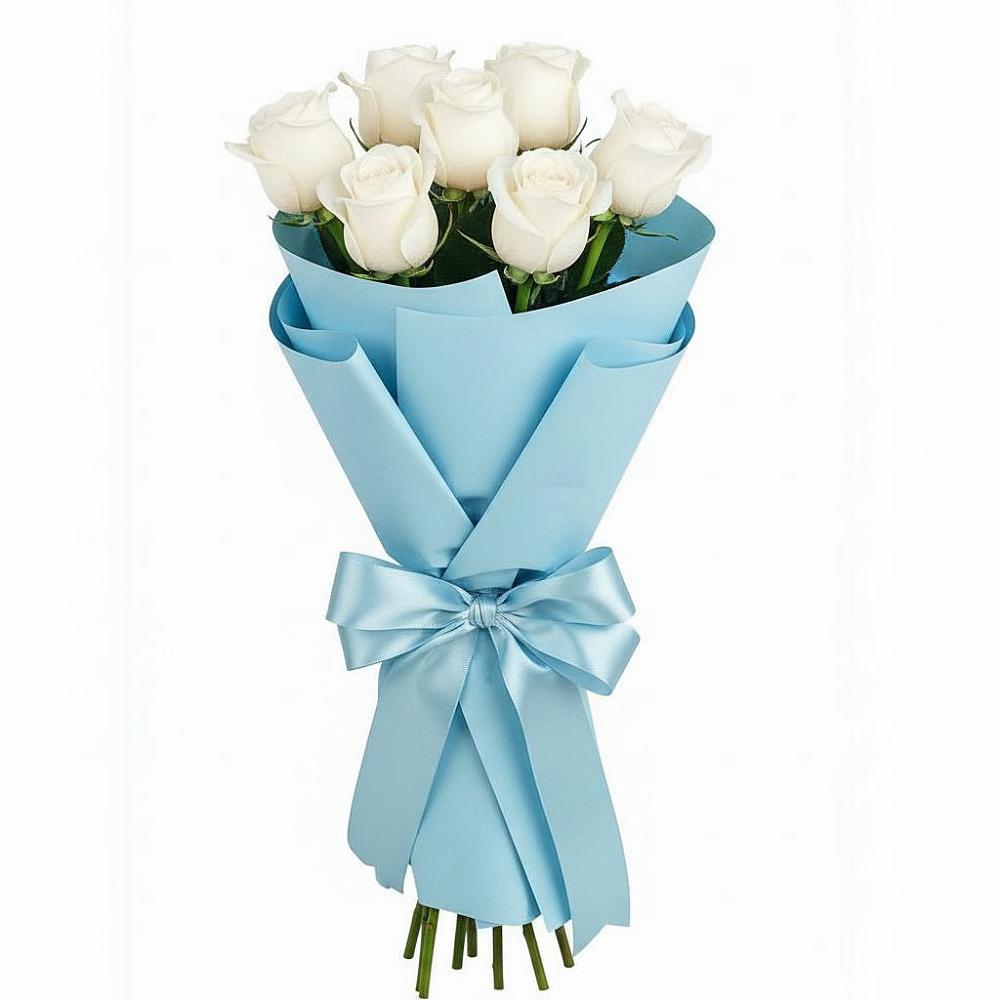 Букет 7 белых роз Проуд в Целеево