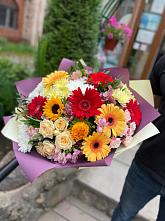 Букет цветов из:  Герберы, Ромашки, Хризантемы, Розы и Подсолнухи #REPLACE_PRED# Целеево
