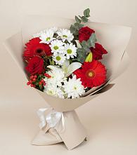Букет цветов из:  Розы, Хризантемы, Герберы и Лилии #REPLACE_PRED# Целеево