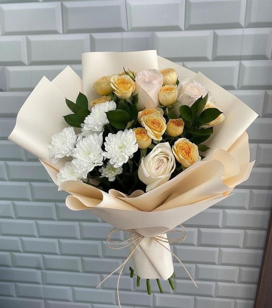 Букет цветов из: Розы и Хризантемы в Целеево