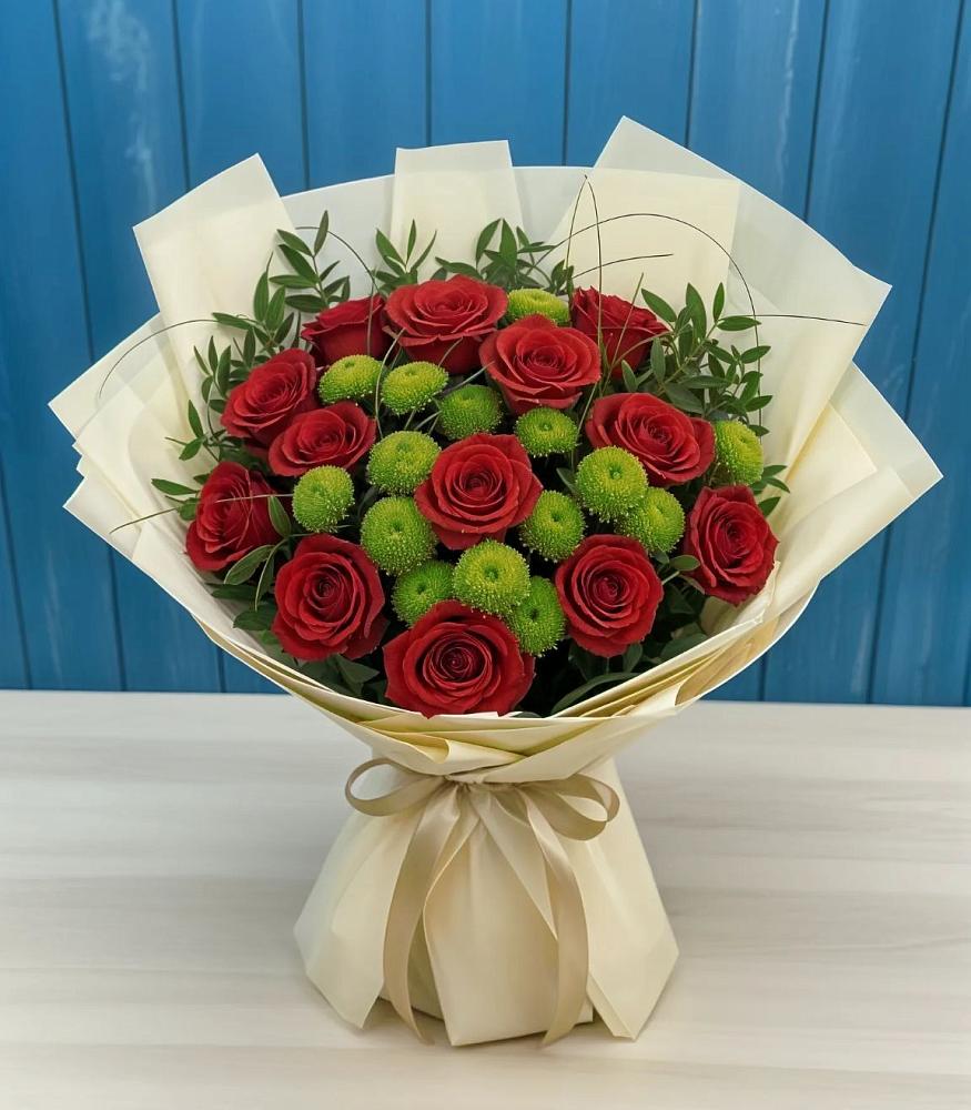 Букет цветов из: Розы и Хризантемы в Целеево