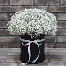 Цветочная композиция из Гипсофила в шляпной коробке в Целеево
