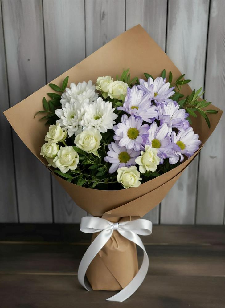 Букет цветов из: Хризантемы и Розы в Целеево